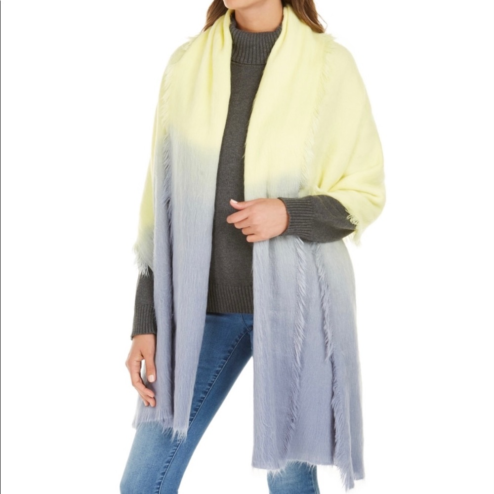 NWT DKNY Ombre Scarf Winter Wrap Large Yellow Gray New Great Gift - Picture 3 of 6